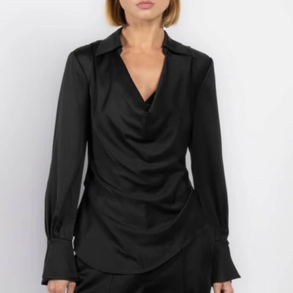 Jonathan SIMKHAI ! Symone Long Sleeve Cowl Top (US/2) - Picture 1 of 16